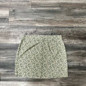 Aero Green Floral Skirt w/ Small Slit